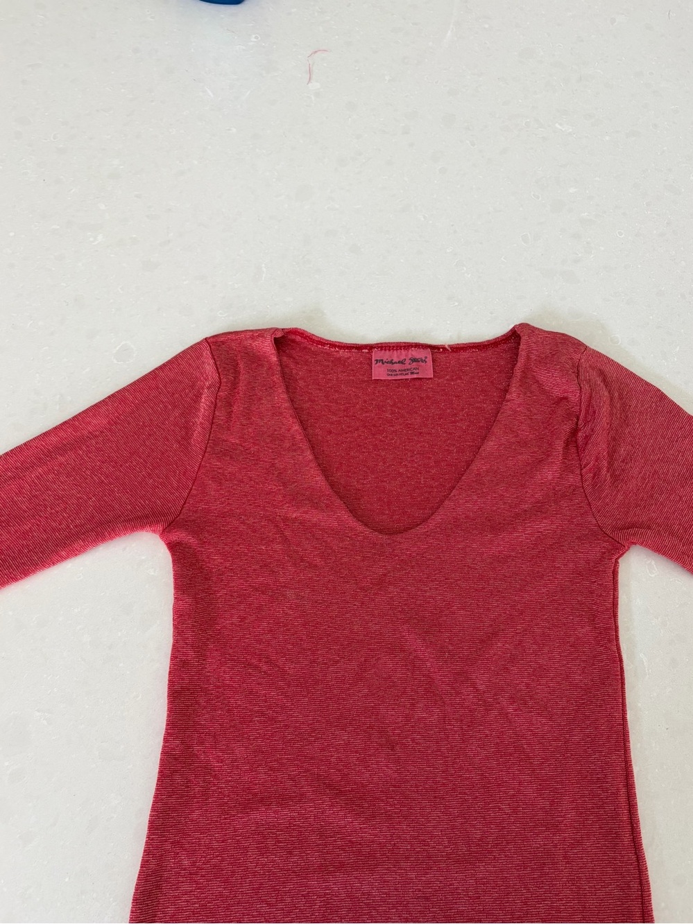 Michael Stars Red Knit V-neck Long Sleeve Top Sz S